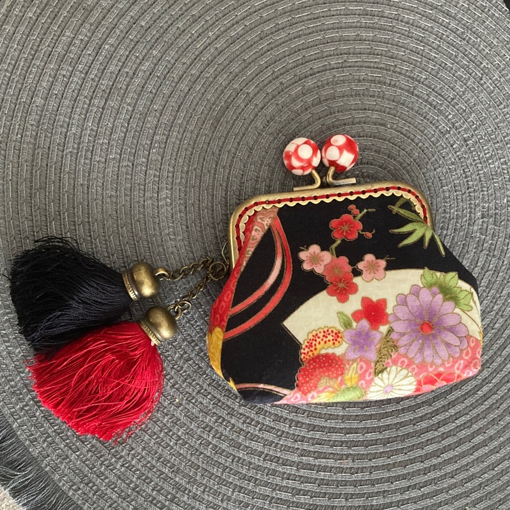 Floral Pouch with Tassels